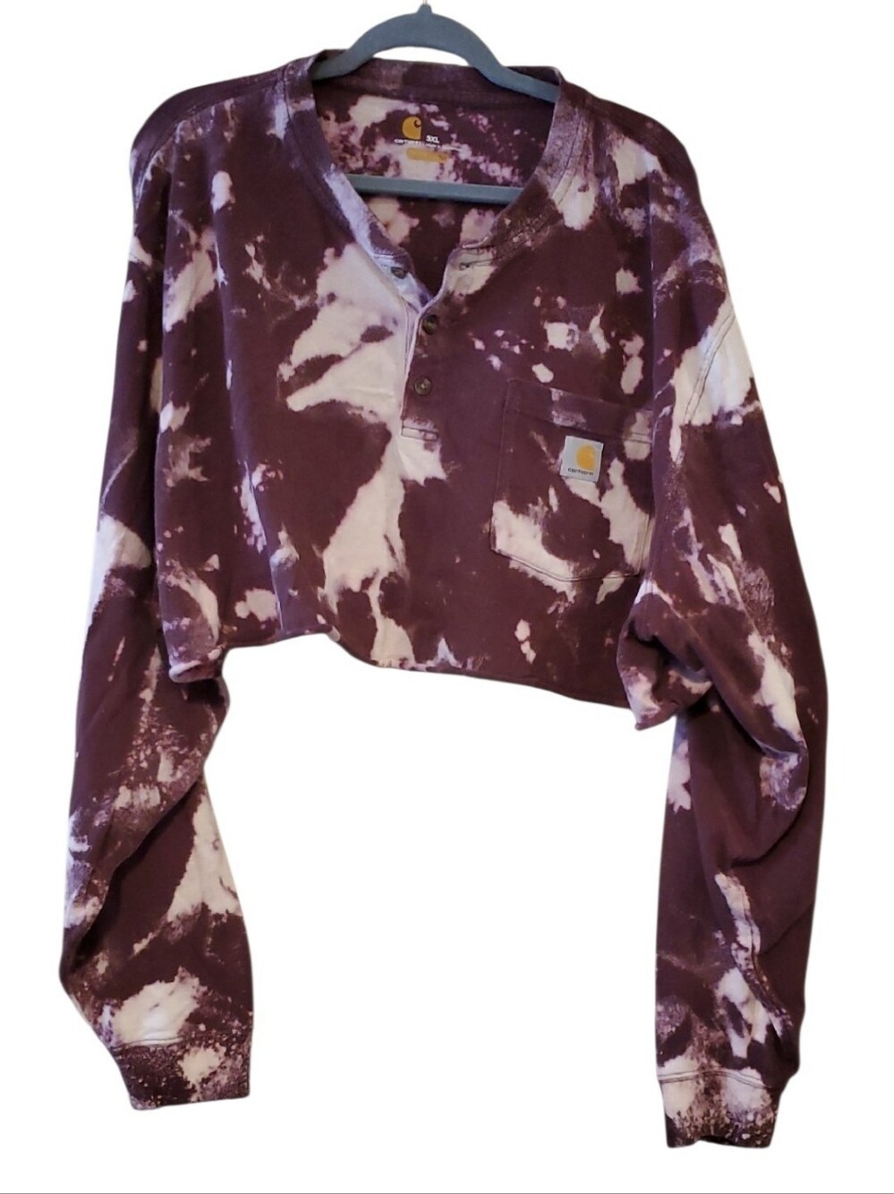 Carhartt Reverse Dye Cropped Long sleeve Henley Shirt Size 3XL